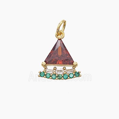 Copper Pendant Pave Zircon, Gold Plated