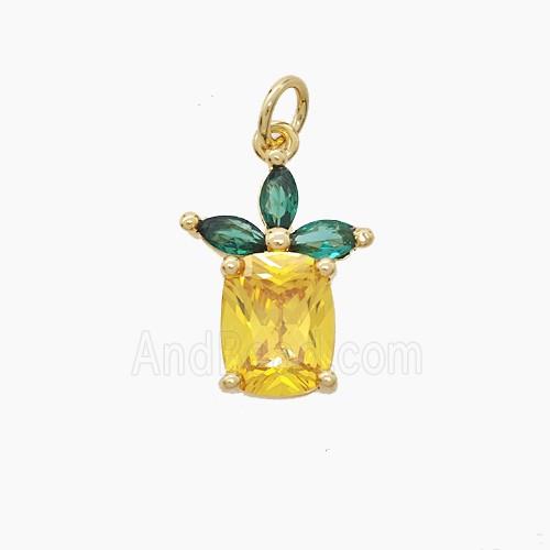 Copper Pendant Pave Zircon, Gold Plated
