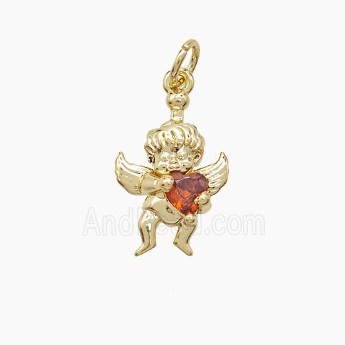 Copper Pendant Pave Zircon, Gold Plated