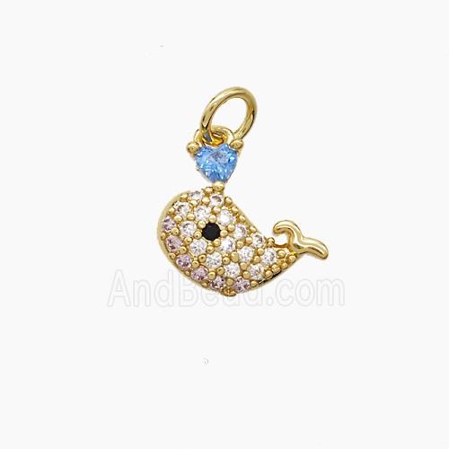 Copper Dolphin Pendant Pave Zirconia Gold Plated