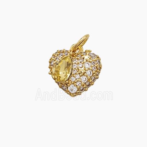 Copper Heart Pendant Pave Zirconia Gold Plated