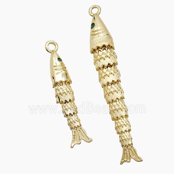 Copper Fish Pendant Pave Zirconia Gold Plated