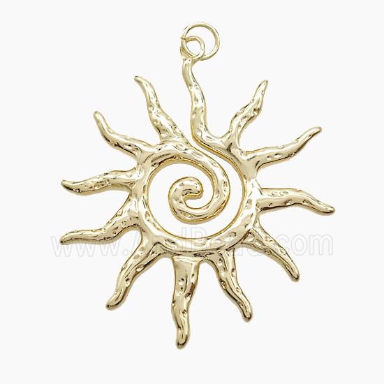 Copper Sun Pendant Hammered Gold Plated