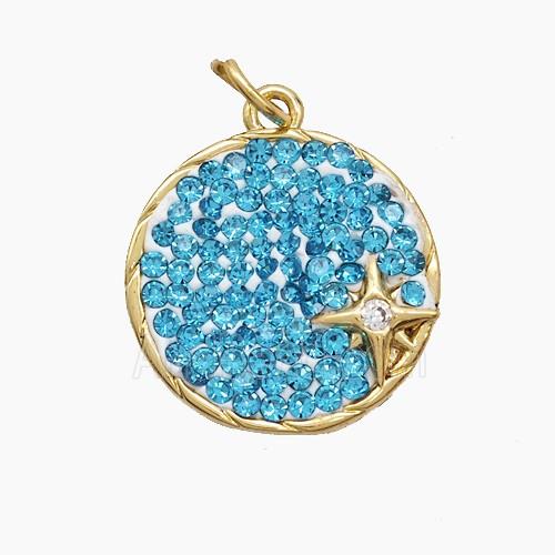 Copper Sun Pendant Pave Zirconia Star Gold Plated