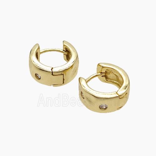 Copper Hoop Earrings Pave Zirconia Gold Plated