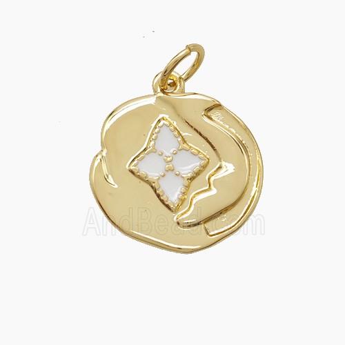 Copper Loach Pendant Star White Enamel Gold Plated