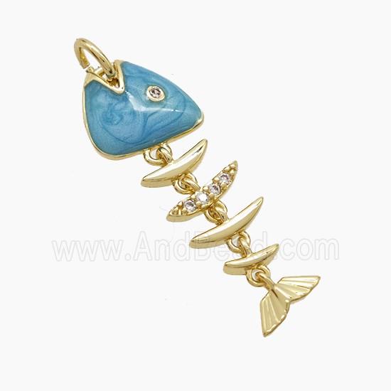 Enamel Copper Pendant, Gold Plated