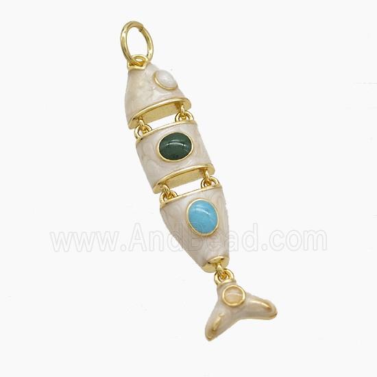 Enamel Copper Pendant, Gold Plated