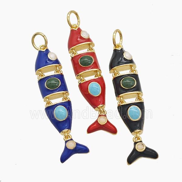 Enamel Copper Pendant, Gold Plated