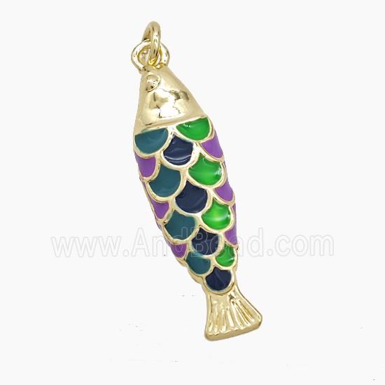Enamel Copper Pendant, Gold Plated