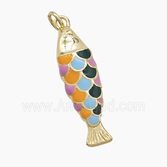 Enamel Copper Pendant, Gold Plated