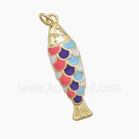 Enamel Copper Pendant, Gold Plated