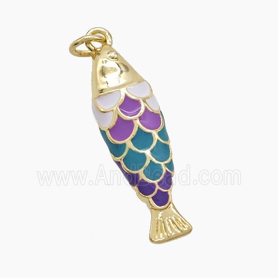 Enamel Copper Pendant, Gold Plated