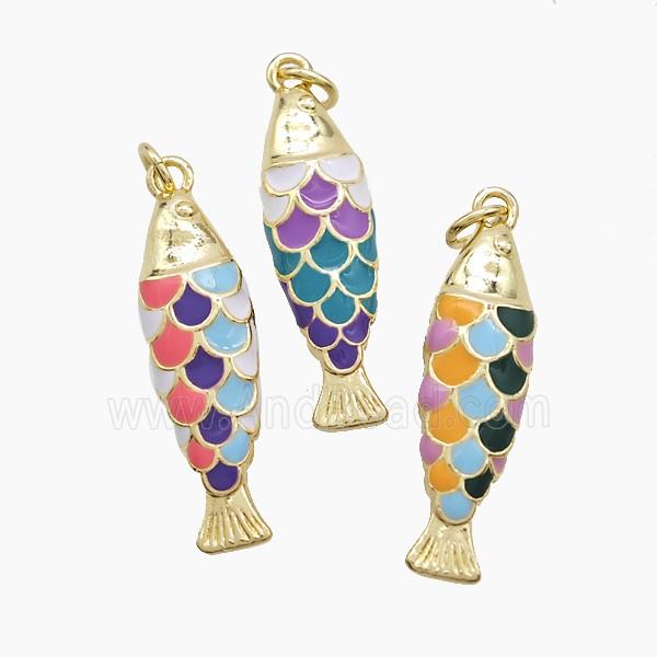 Enamel Copper Pendant, Gold Plated