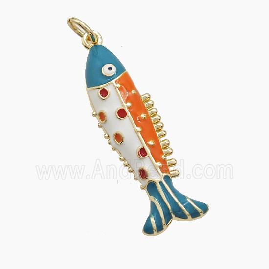 Enamel Copper Pendant, Gold Plated