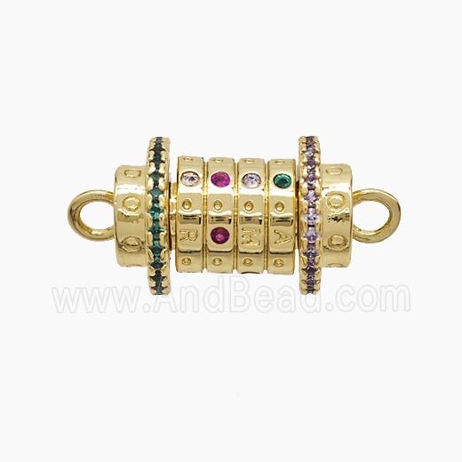 Copper Tube Connector Pave Zirconia Gold Plated