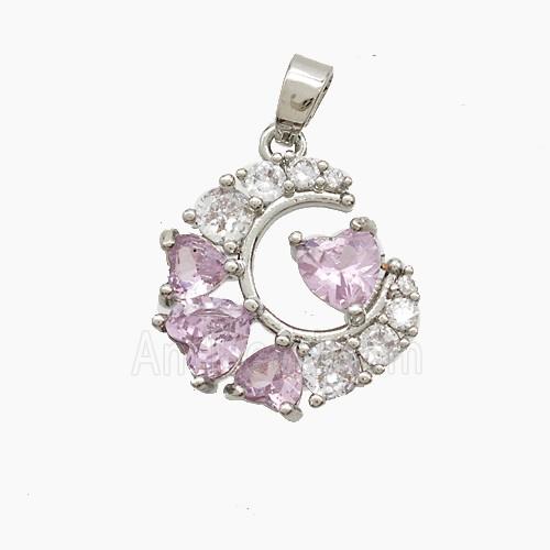 Copper Moon Pendant Pave Zirconia Crystal Glass Platinum Plated