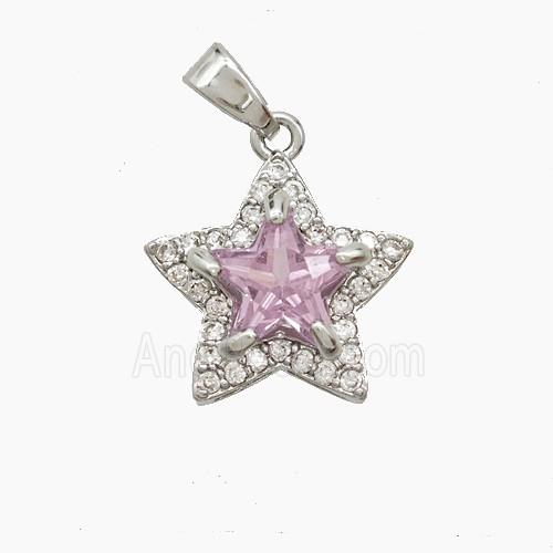 Copper Star Pendant Pave Zirconia Crystal Glass Platinum Plated