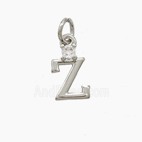 Copper Letter-Z Pendant Pave Zirconia Platinum Plated