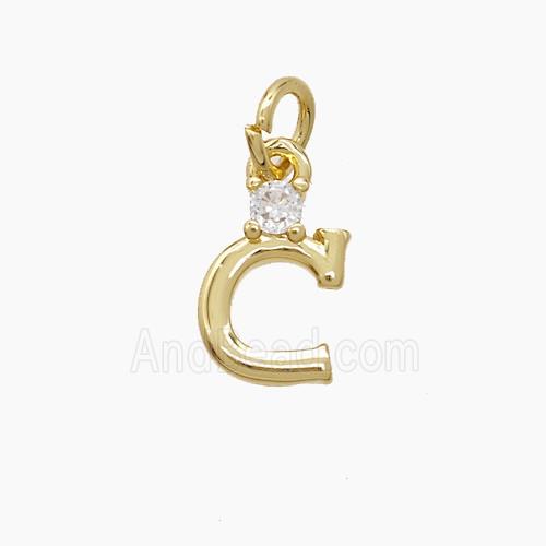 Copper Letter-C Pendant Pave Zirconia Gold Plated