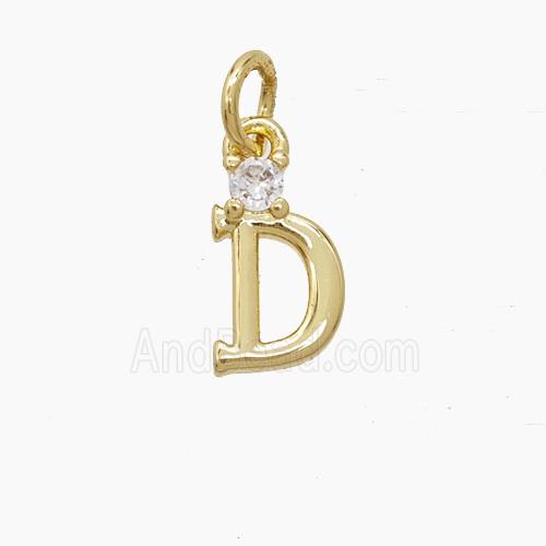Copper Letter-D Pendant Pave Zirconia Gold Plated