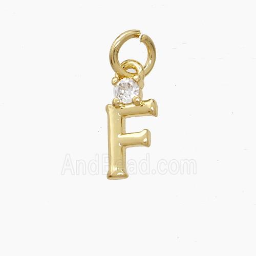 Copper Letter-F Pendant Pave Zirconia Gold Plated