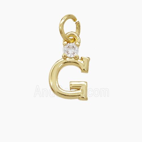 Copper Letter-G Pendant Pave Zirconia Gold Plated