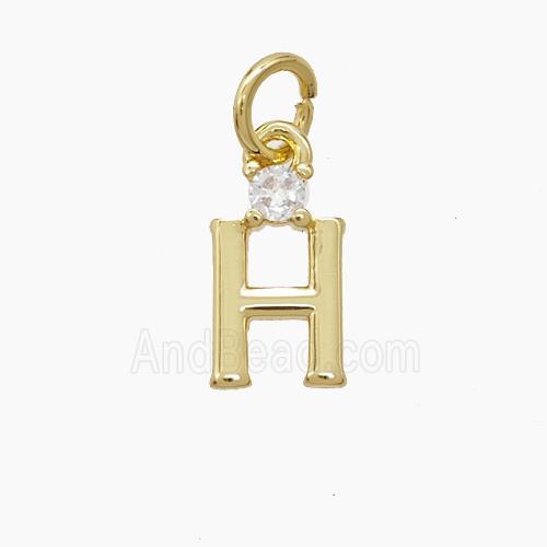 Copper Letter-H Pendant Pave Zirconia Gold Plated