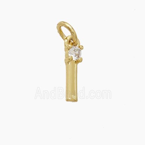 Copper Letter-I Pendant Pave Zirconia Gold Plated