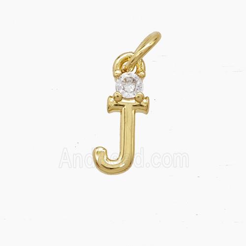 Copper Letter-J Pendant Pave Zirconia Gold Plated