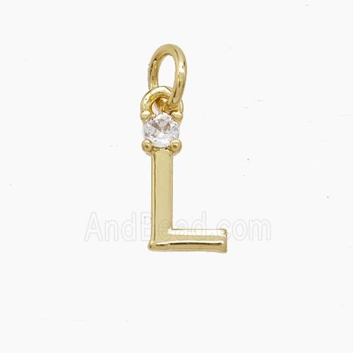 Copper Letter-L Pendant Pave Zirconia Gold Plated