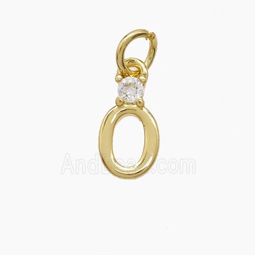 Copper Letter-O Pendant Pave Zirconia Gold Plated