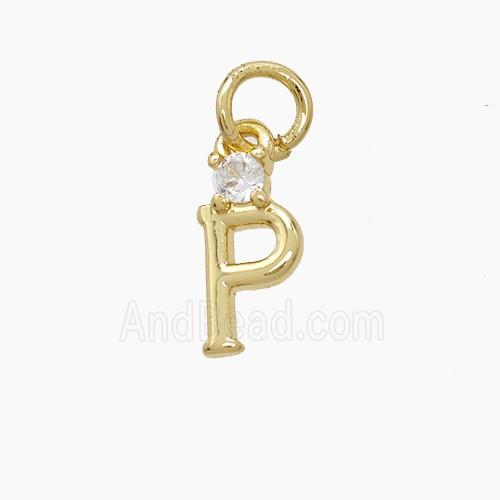 Copper Letter-P Pendant Pave Zirconia Gold Plated