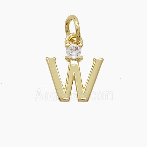 Copper Letter-W Pendant Pave Zirconia Gold Plated