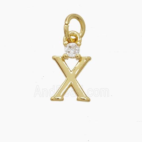 Copper Letter-X Pendant Pave Zirconia Gold Plated