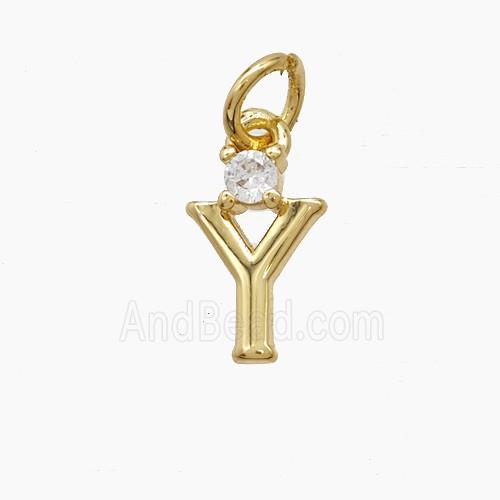 Copper Letter-Y Pendant Pave Zirconia Gold Plated