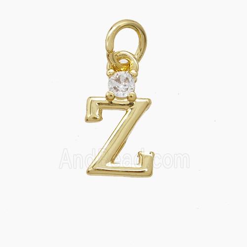 Copper Letter-Z Pendant Pave Zirconia Gold Plated