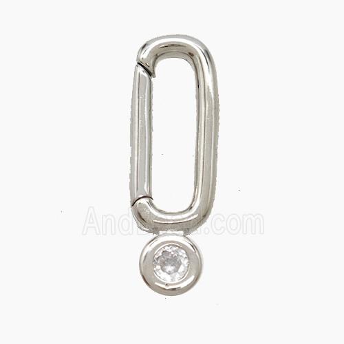 Copper Carabiner Clasp Pendant Pave Zirconia Platinum Plated