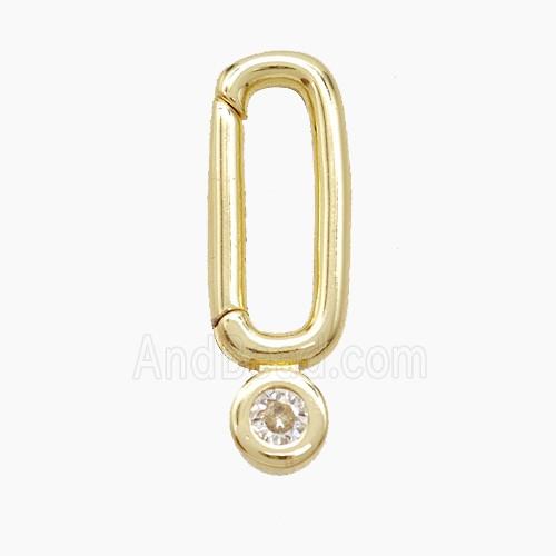 Copper Carabiner Clasp Pendant Pave Zirconia Gold Plated