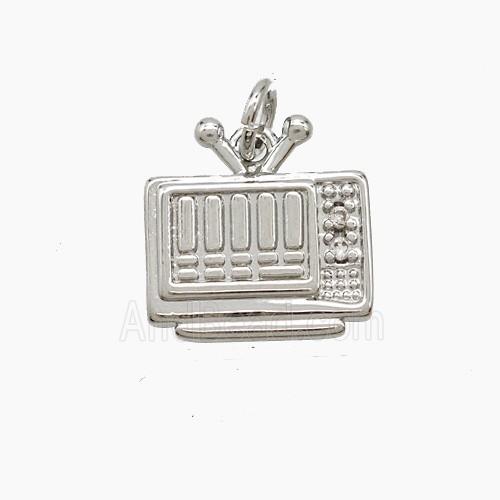 Copper Television Pendant Pave Zirconia Platinum Plated