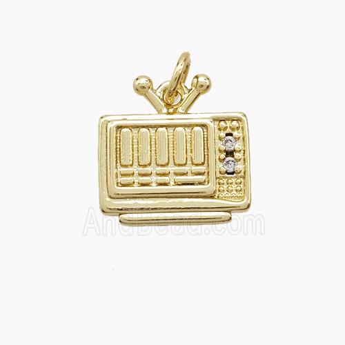 Copper Television Pendant Pave Zirconia Gold Plated