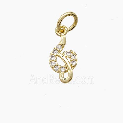 Copper Hook Pendant Pave Zirconia Gold Plated