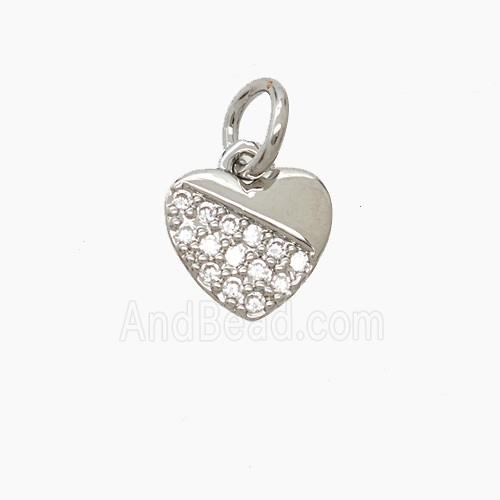 Copper Heart Pendant Pave Zirconia Platinum Plated