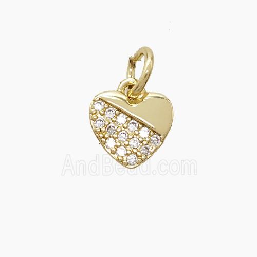 Copper Heart Pendant Pave Zirconia Gold Plated