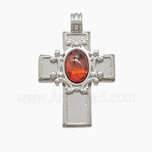 Copper Cross Pendant Pave Crystal Glass Platinum Plated