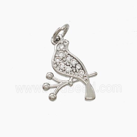 Copper Birds Pendant Pave Zirconia Platinum Plated