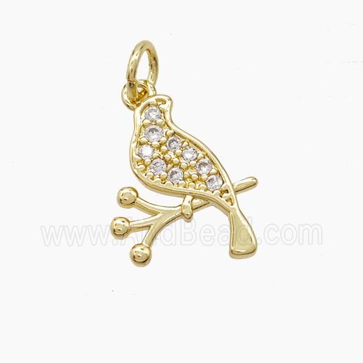 Copper Birds Pendant Pave Zirconia Gold Plated