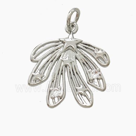 Copper Leaf Pendant Pave Zirconia Platinum Plated