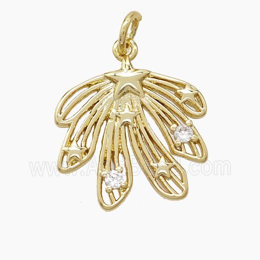 Copper Leaf Pendant Pave Zirconia Gold Plated