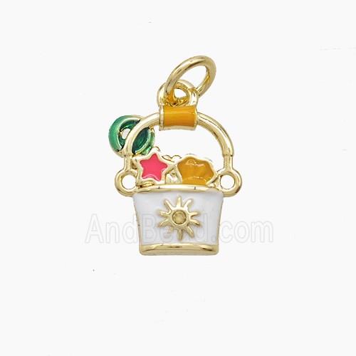 Copper Bucket Pendant Enamel Gold Plated